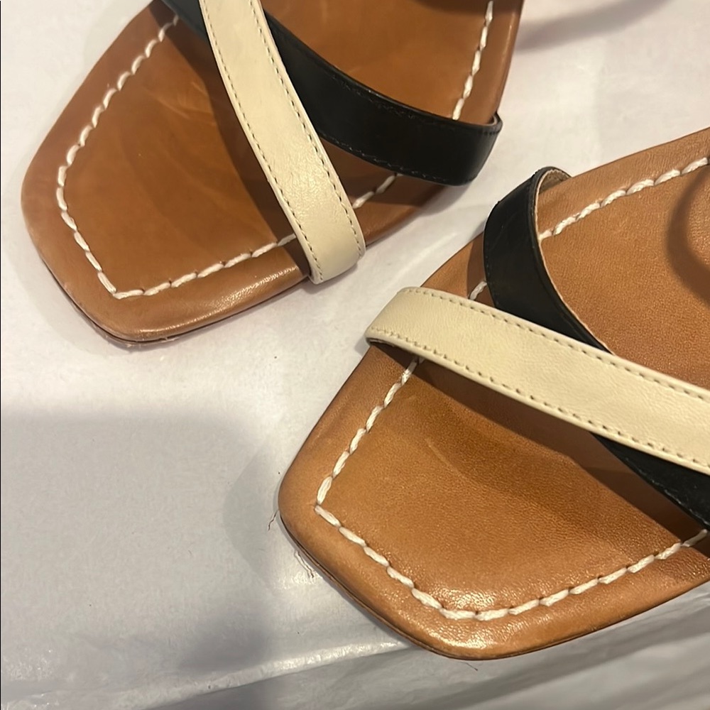 Anthropologie Bernardo Charlotte Brown Tan Black Strappy Heels - Picture 7 of 10